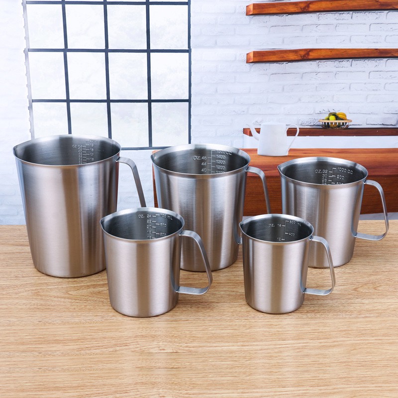 Ca đánh sữa inox cao cấp #304 có vạch