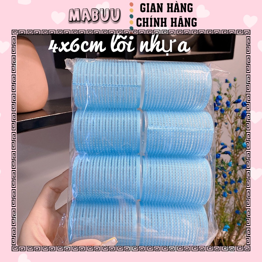 Combo 8 lô uốn tóc tự dính size đại lõi nhựa 4x6cm siêu to dài tự dính mái