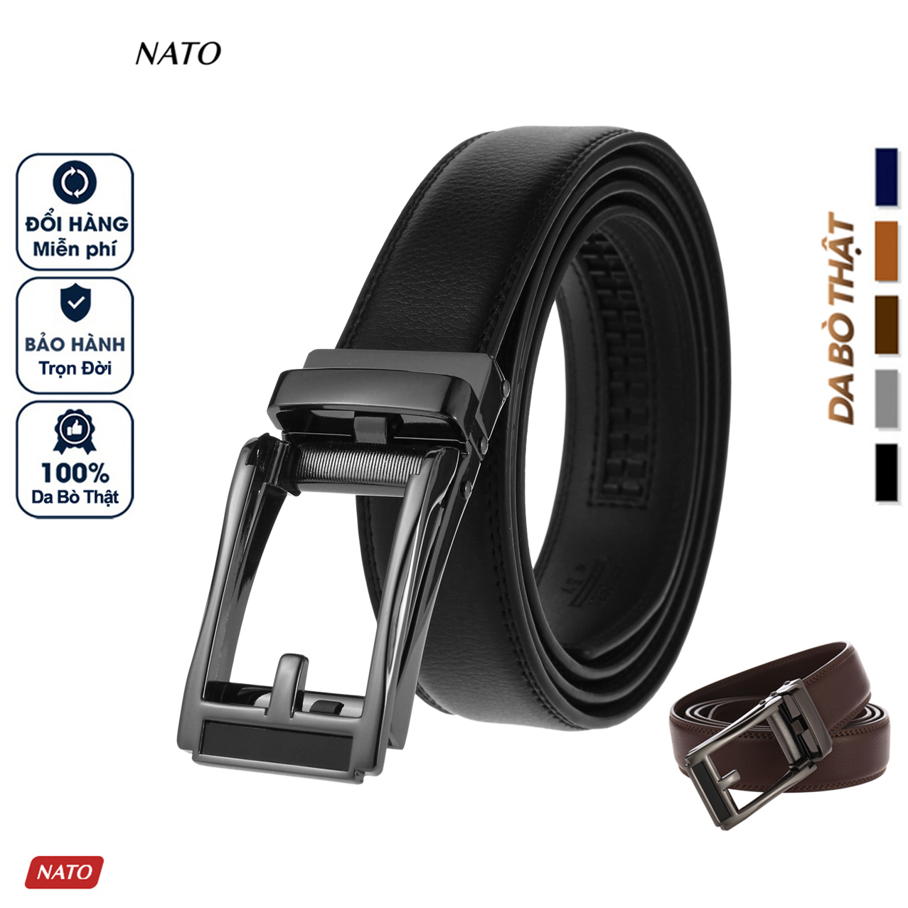  Thắt Lưng Nam EPSOM Khóa Tự Động Da Bò Thật Cao Cấp Bền Đẹp Sang Trọng Công Sở Thời Trang Đi Làm Học Bản Nhỏ NATO 