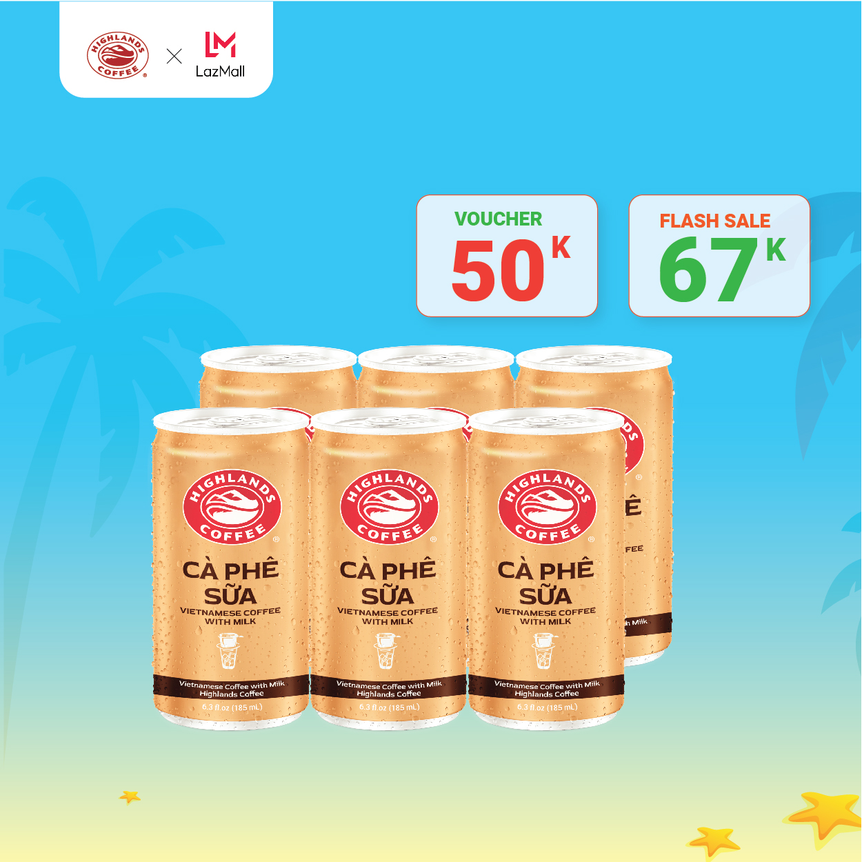Lốc 6 lon cà phê sữa đá Highlands Coffee