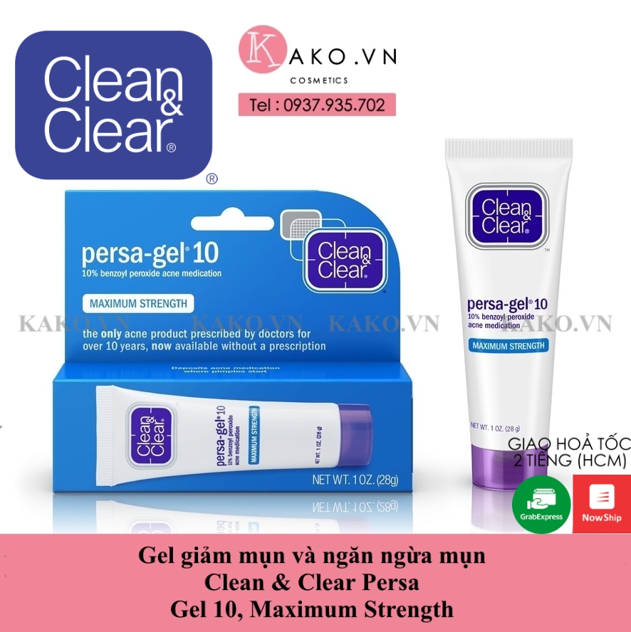Gel giảm mụn và ngăn ngừa mụn clean & clear persa - gel 10 maximum strength