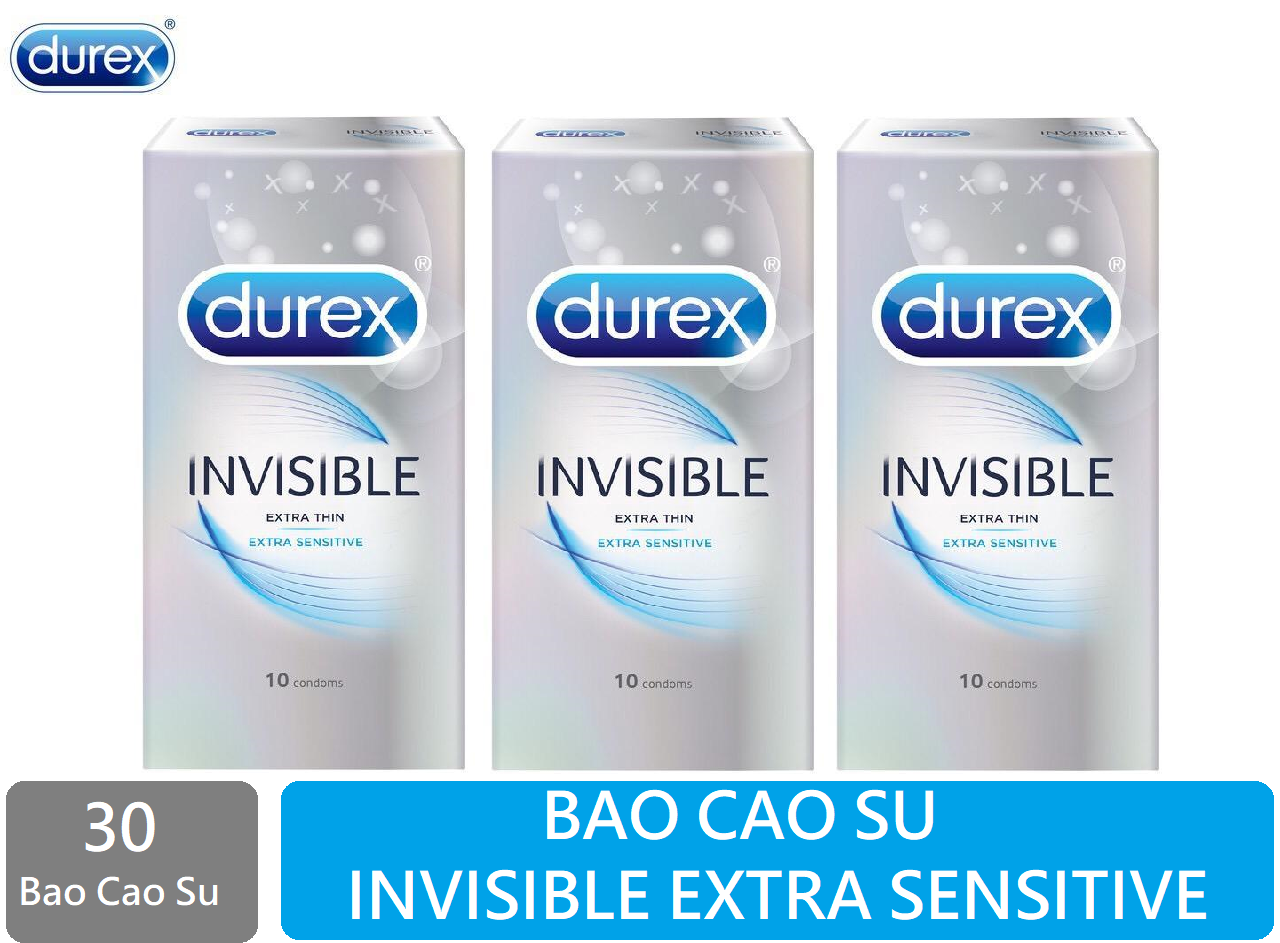 [HCM]Combo 3 hộp Bao cao su Durex Invisible siêu mỏng 30 bao