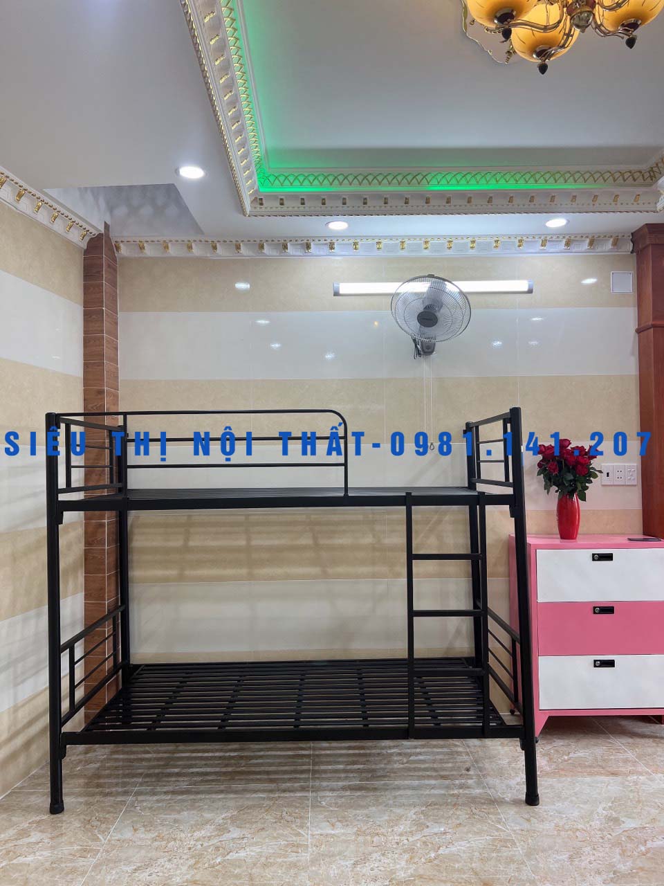 Giường tầng sắt sinh viên cao cấp kích thước 0.8mx0.8m - giường tầng sắt an toàn sơn tĩnh điện