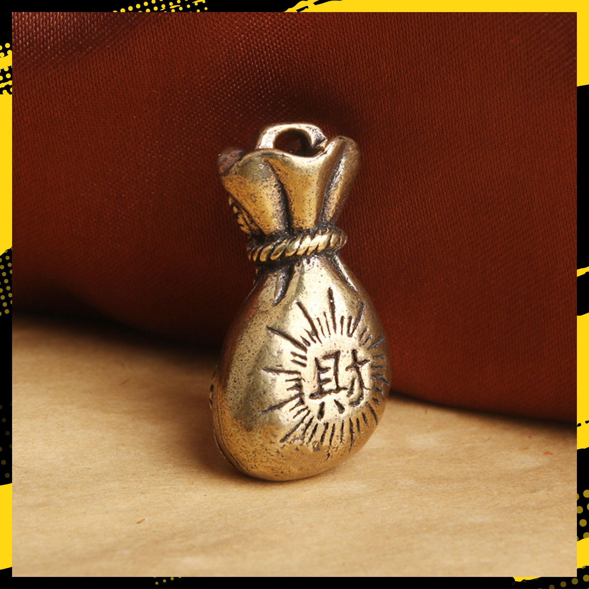 Tượng Nhỏ Bằng Đồng Hình Túi Tài Lộc, Móc Khóa (Kích Thước: 3.2 x 1.7cm)