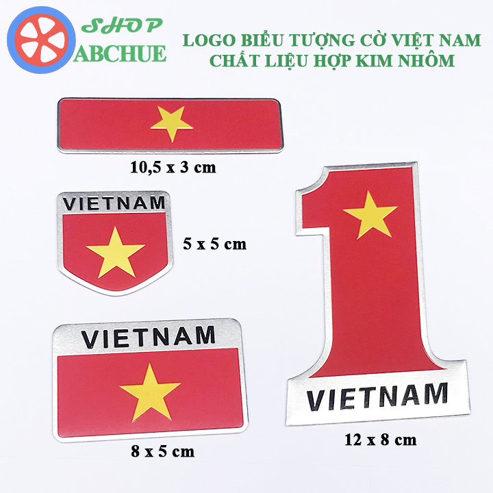 Bộ 4 Logo Cờ Việt Nam Hợp Kim Nhôm Dán Trang Trí Ô Tô Xe Máy
