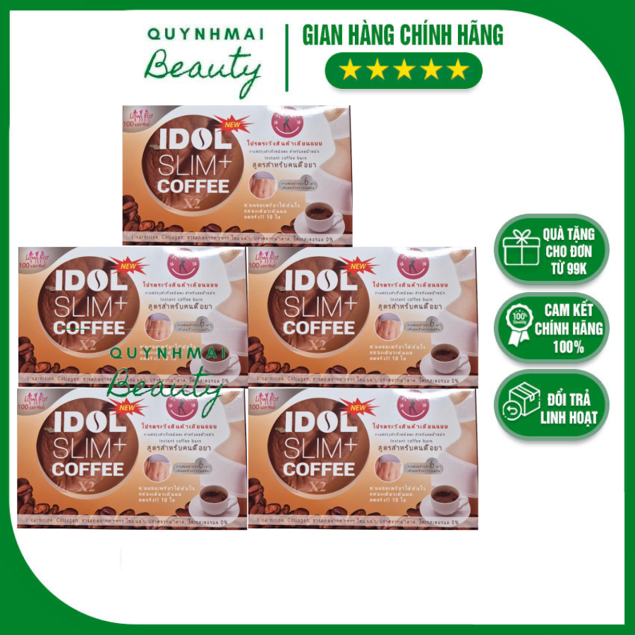 [BỘ 5 HỘP  LOẠI 1] - Cà Phê Giảm Cân Idol Slim Coffee Caffe Idol Slim Chính Hãng - Hộp 10 Gói Giảm Cân Cho Mọi Cơ Địa