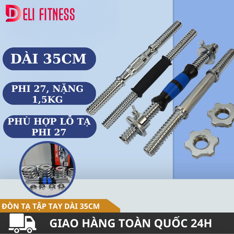 Đòn tay tập tạ cao cấp bọc nhựa 35cm phi 27