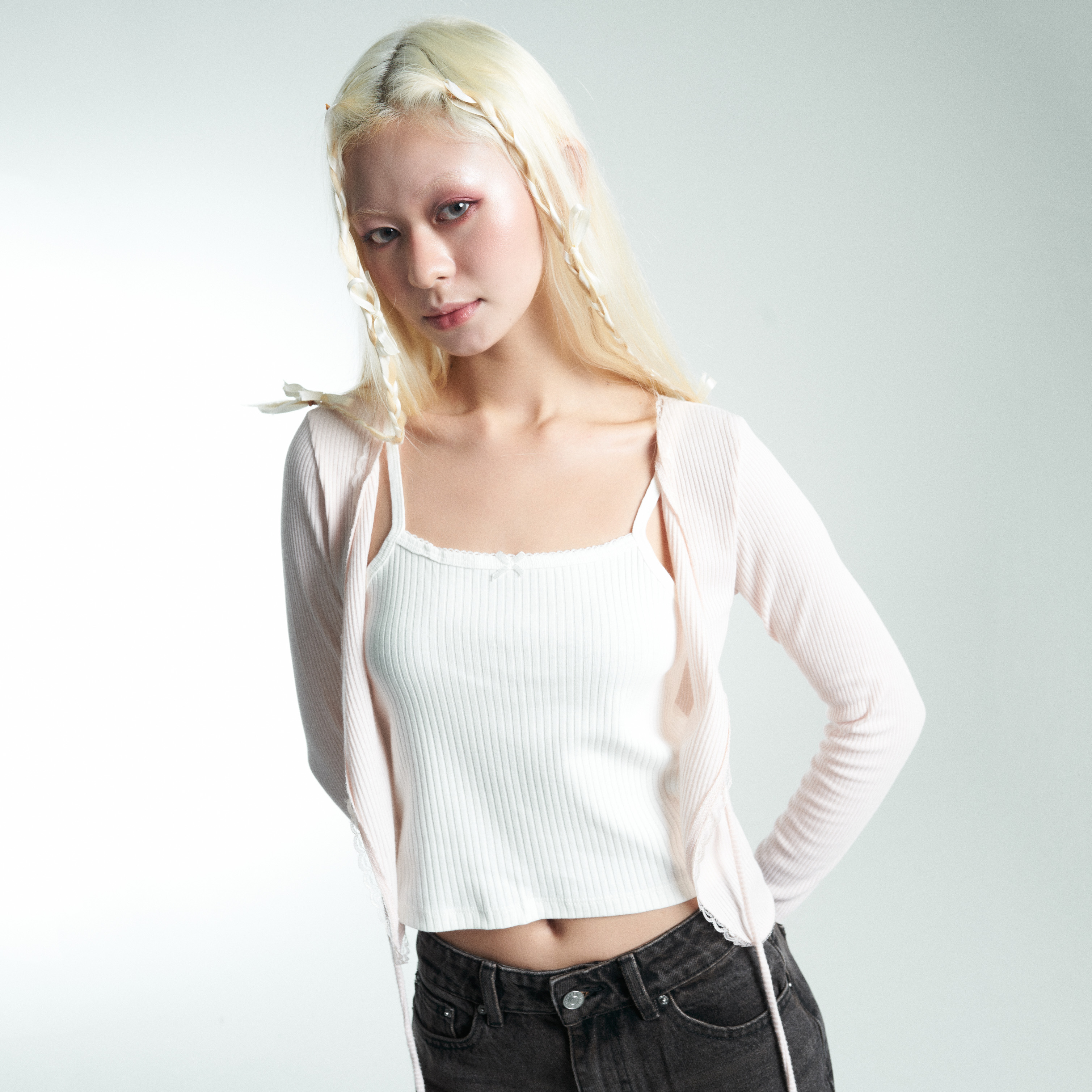 Set áo croptop len tay dài pradies sweeties