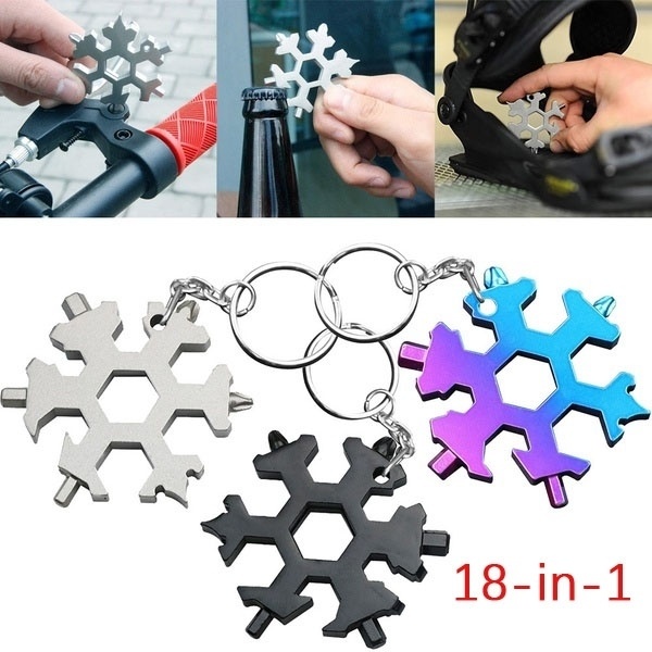 Cờ lê lục giác đa năng 18 chức năng ,tích hợp làm móc khóa hình bông tuyết siêu gọn ,tích hợp đầu cờ lê, đầu lục lăng, tu vít, dụng cụ mở nắp chai