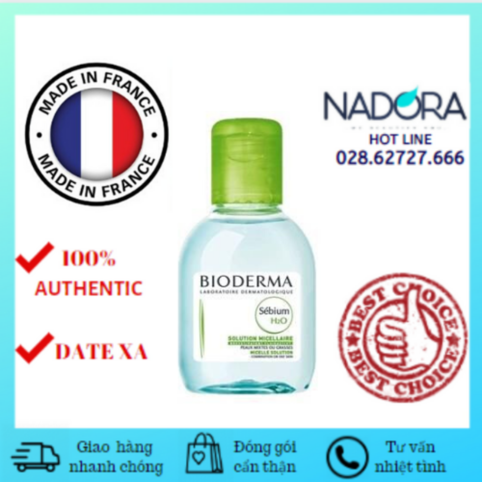 [HCM]Tẩy Trang Dành Cho Da Dầu Bioderma Sebium H2O (100ml)