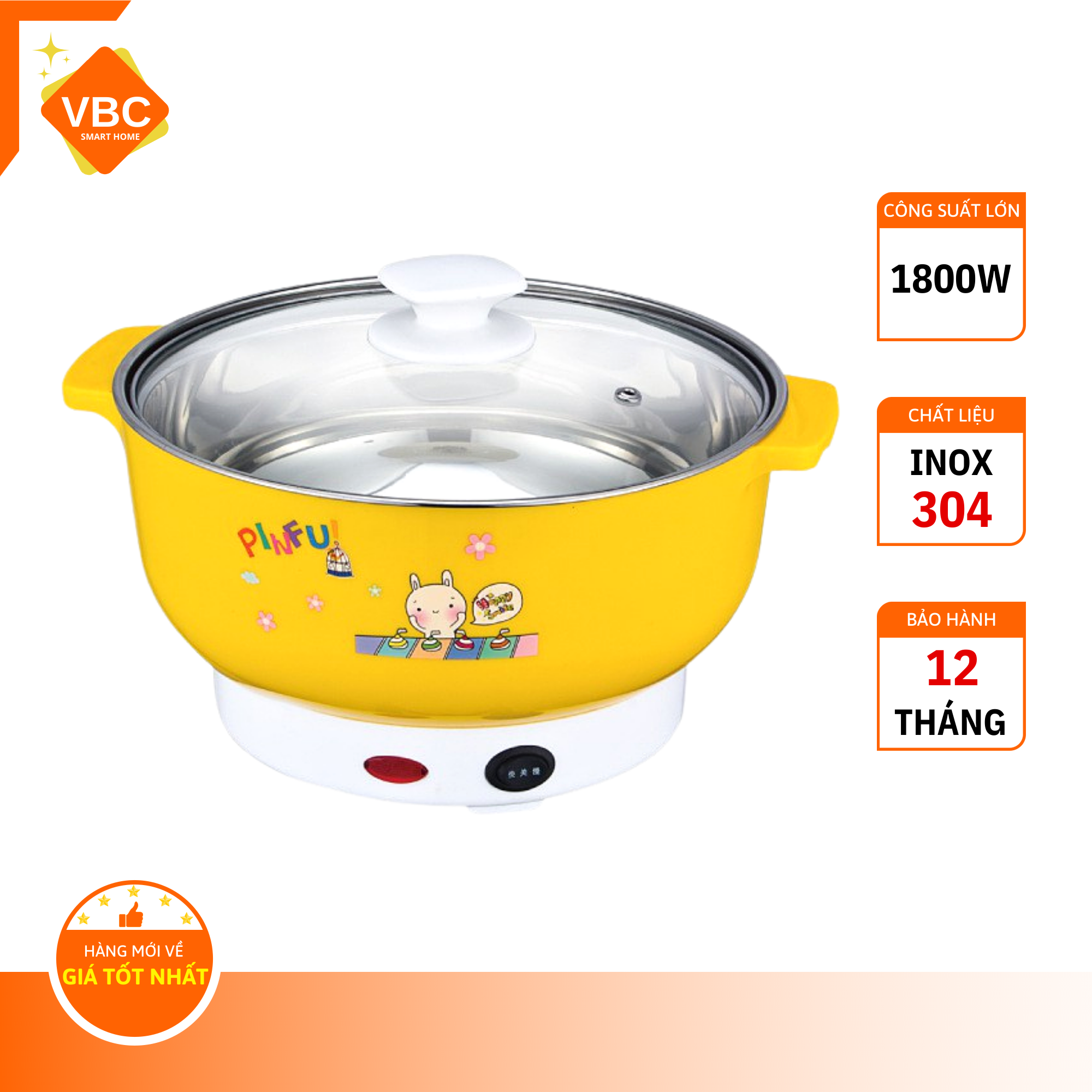 Nồi lẩu điện mini 26cm Nikai vung kính 1000W - Nồi lẩu đa năng gia đình 26cm siêu tốc