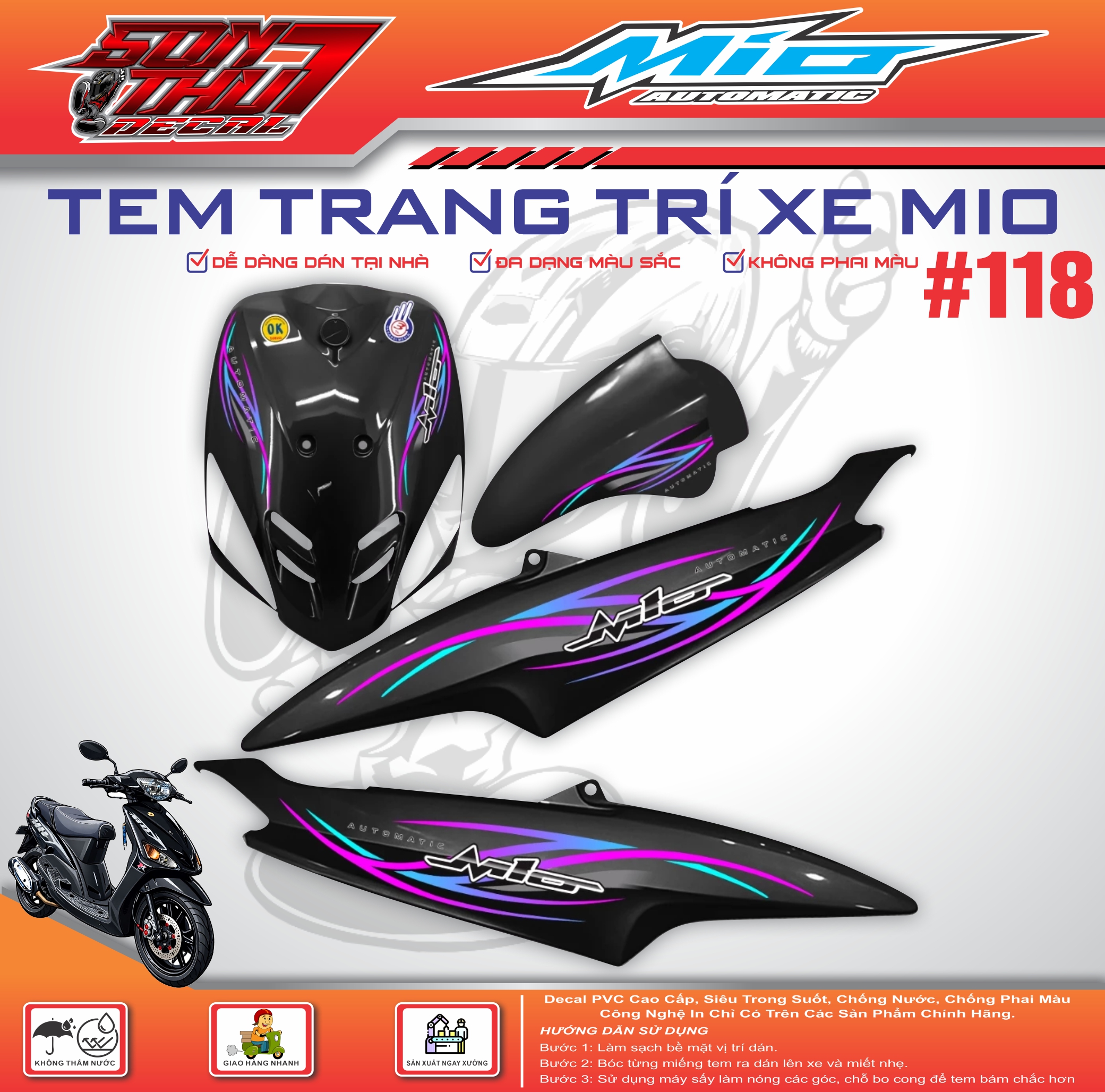 Yamaha Mio Sport Motorcycle Sticker #118 (High Quality Material - Sharp Color - Does Not Fade) Giá 104,000 Đồng*Miễn phí vận chuyển