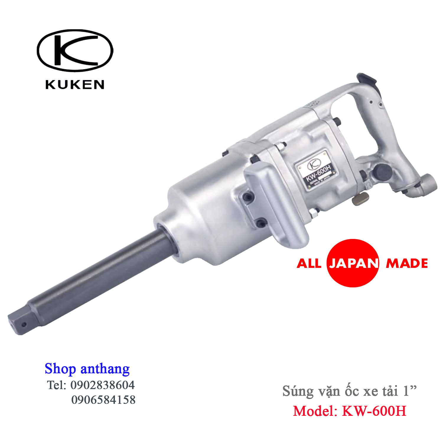 Dụng cụ vặn bulong 1" dùng khí nén kw-600h kuken
