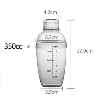 Bình lắc Shaker pha chế nhựa chia vạch và inox (350ml 500ml 700ml 1000ml)