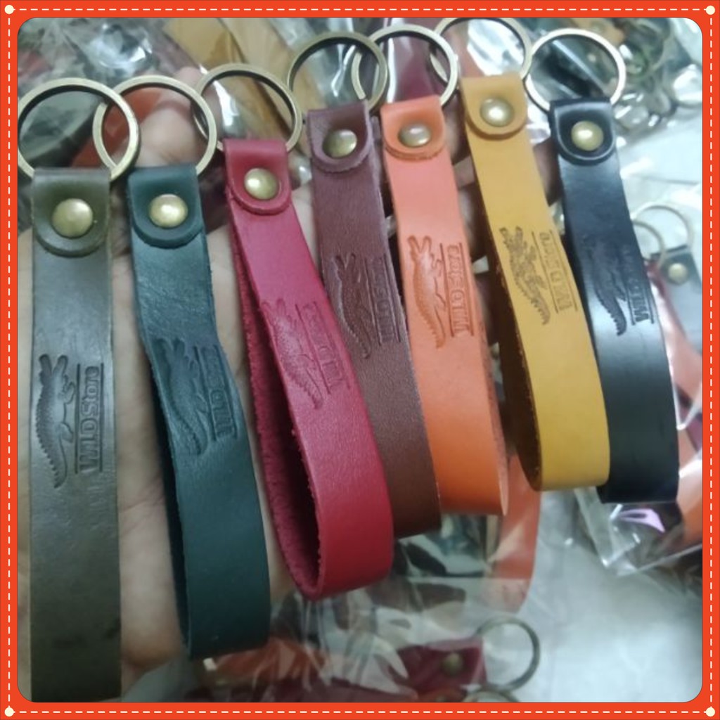 Móc treo chìa khóa da bò handmade giao màu ngẫu nhiên