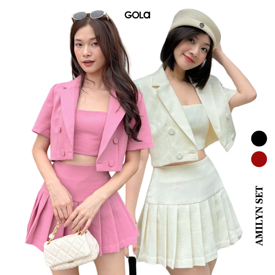Set amilyn - set áo khoác chân váy xếp ly