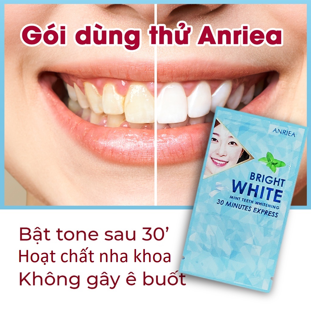 1 gói miếng dán trắng răng Anriea Bạc Hà cải thiện hiệu quả sau 30