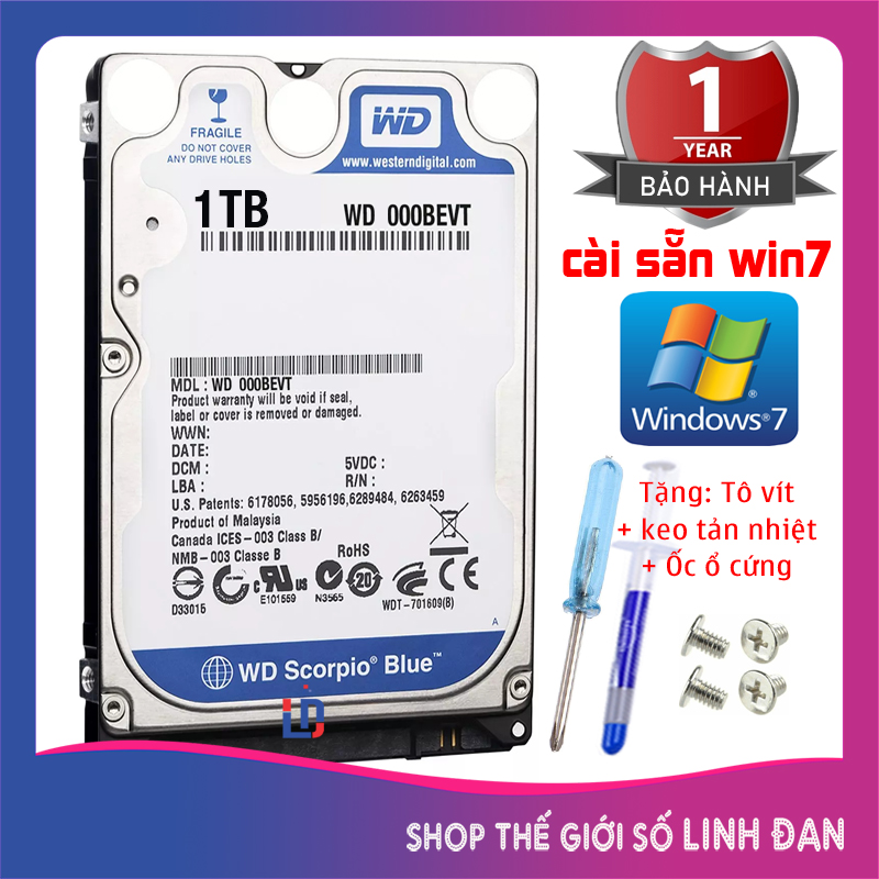 Ổ cứng Laptop cài sẵn window 7 1TB 500GB 320GB 250GB Seagate, Western, Toshiba, HGST (Hitachi) ... (Giao hãng ngẫu nhiên) [Tặng: keo tản nhiệt + Tô vít + Ốc vít] LT250 LT320 LT500 LT1T - LLD1