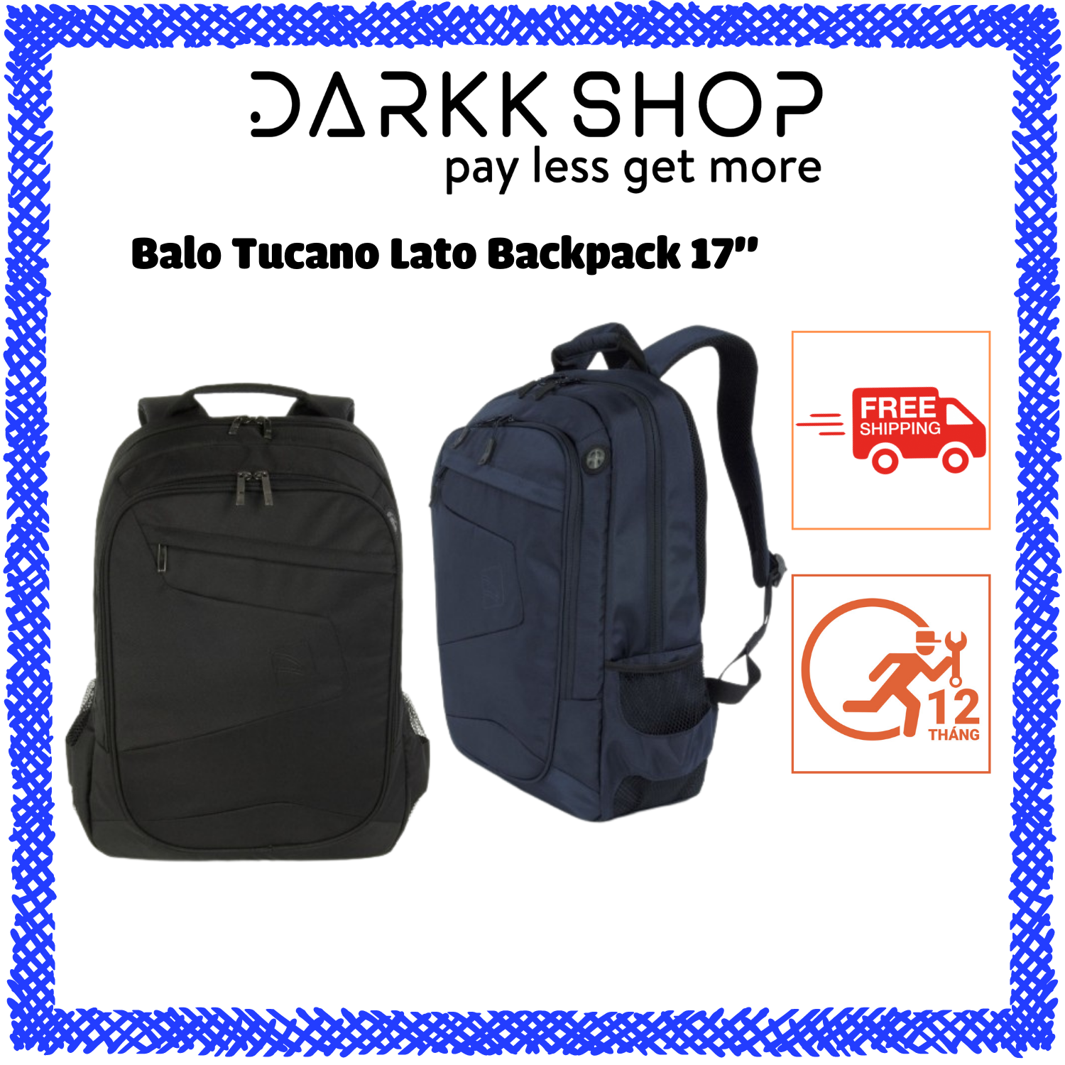 Balo Tucano Lato Backpack 17” túi laptop - Darkk Shop