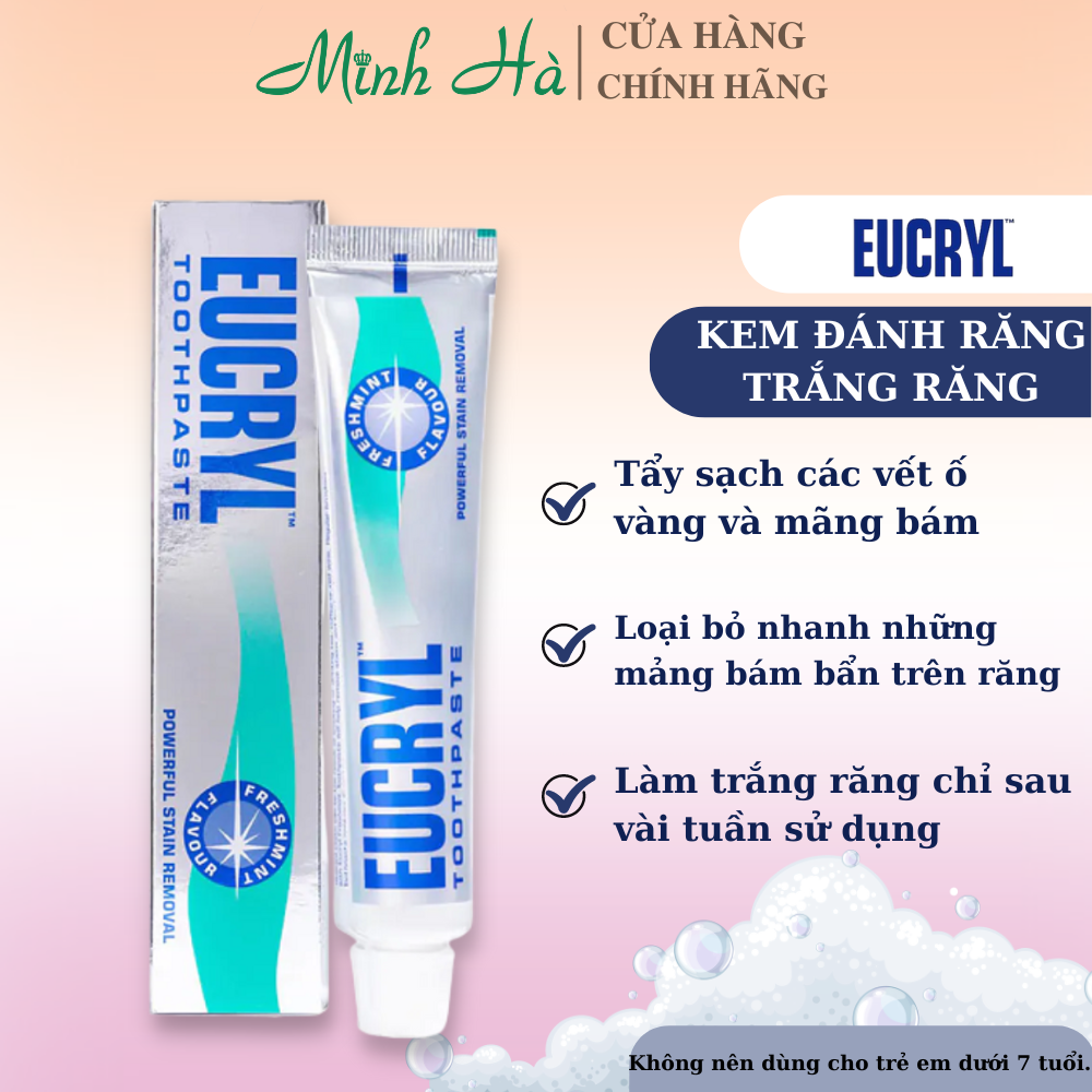 Kem đánh răng Eucryl 50g đánh bay các mảng bám, ố vàng cứng đầu