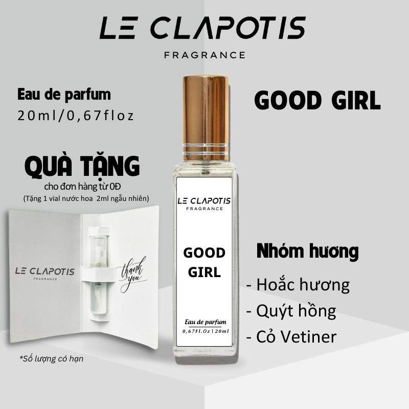 Nước Hoa Nữ Good Girl chính hãng Le Clapotis 20ml thơm lâu hương hoa cỏ ngọt ngào