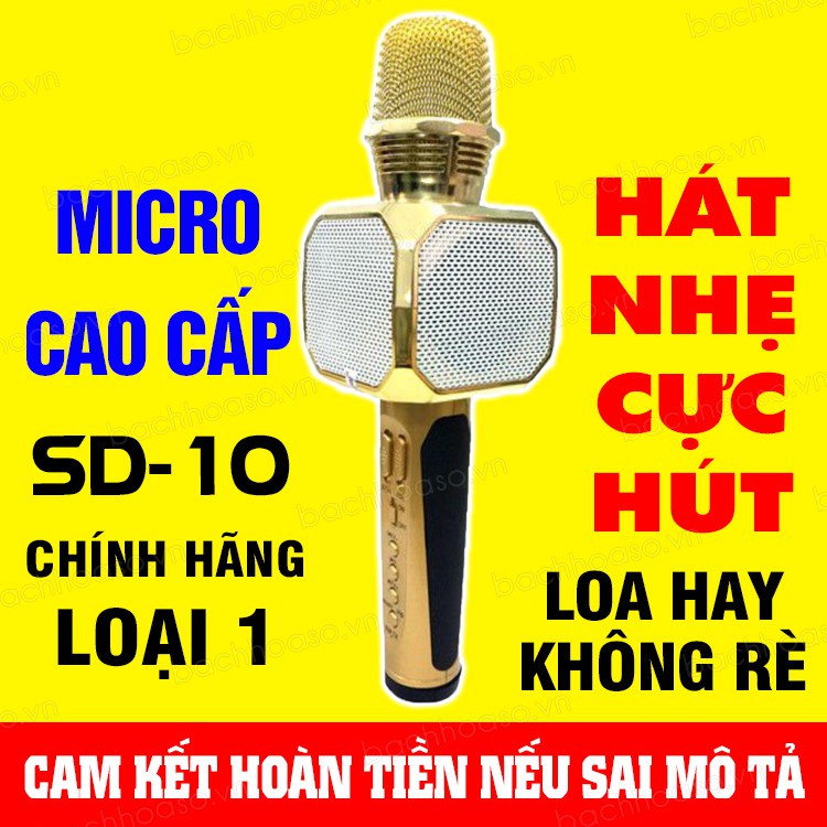 Micro karaoke bluetooth SD-10 Micro không dây, mic karaoke chất lượng, Chính hãng