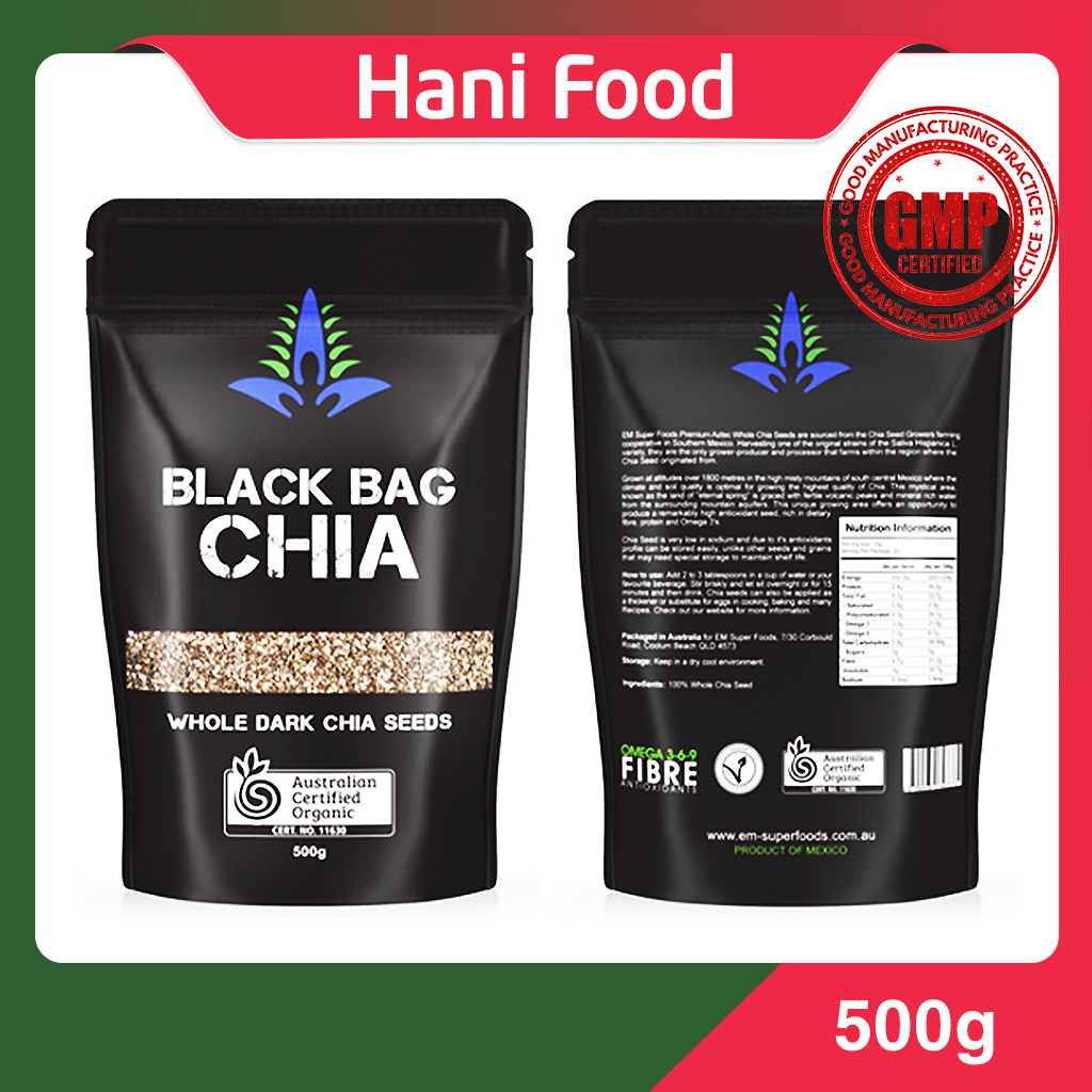 Hạt chia úc 500g organic chia seeds túi đen hàng chuẩn date mới 🎶 hani food