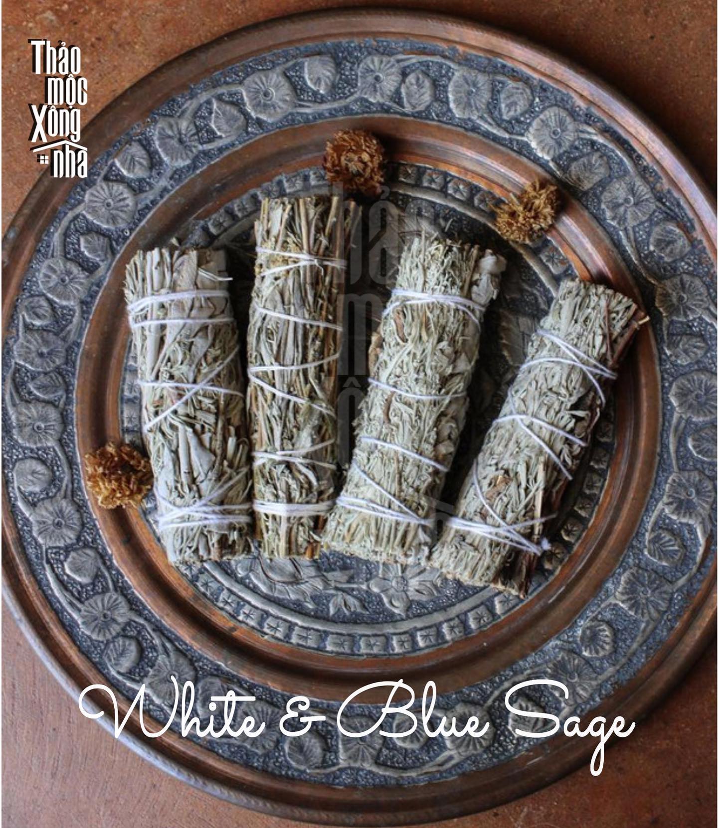White mix blue sage - thảo mộc xông nhà