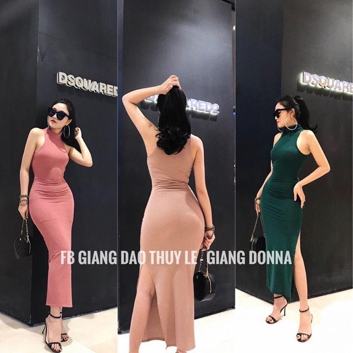 Váy boddy tay dài cổ tim