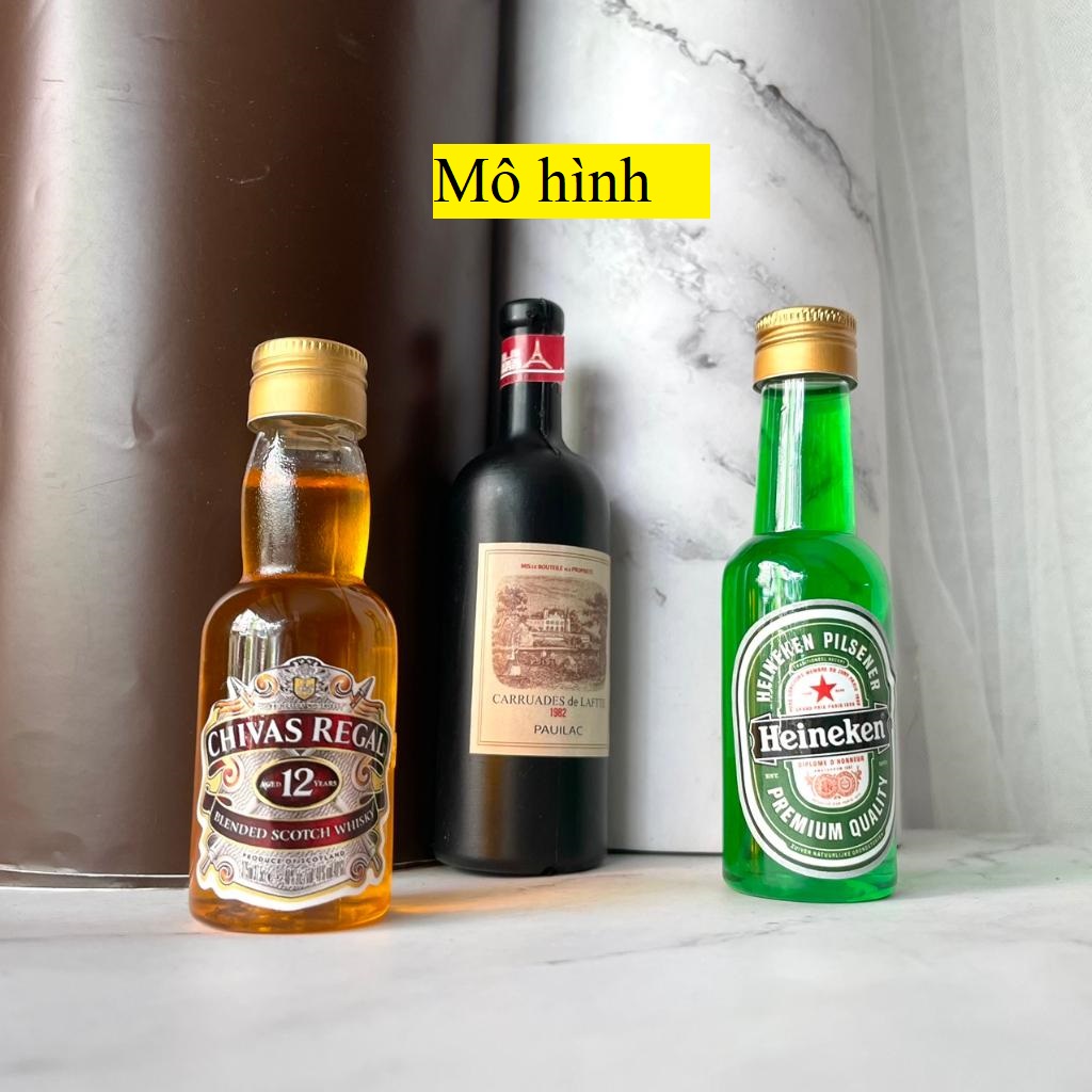 Mô hình rượu mini trang trí bánh sinh nhật, chai rượu mô hình