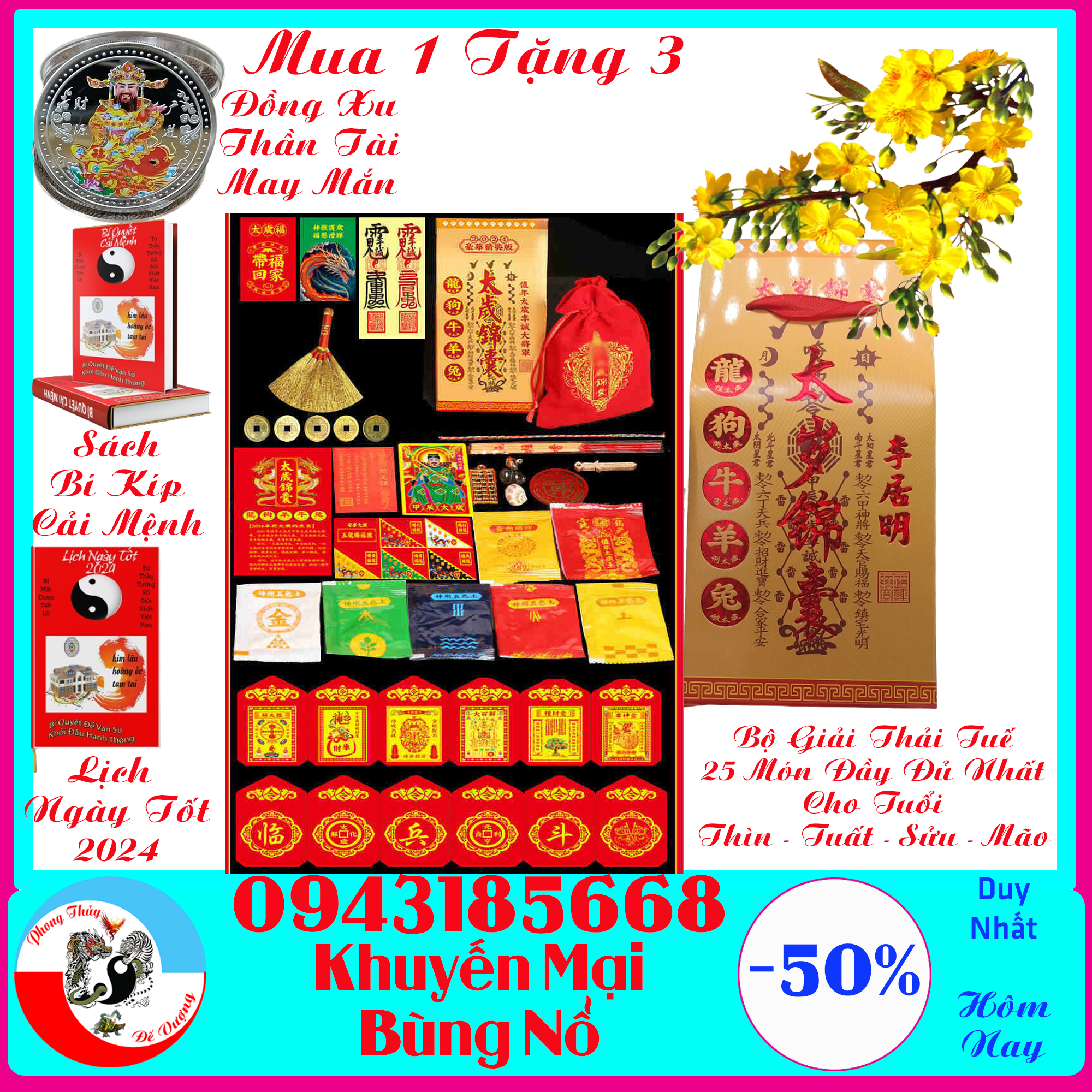Bộ giải thái tuế giáp thìn 2024- 25 món cho tuổi phạm thái tuế thìn tuất sửu mão - vạn sự bình an - tặng đồng xu may mắn thần tài – eco fengshui