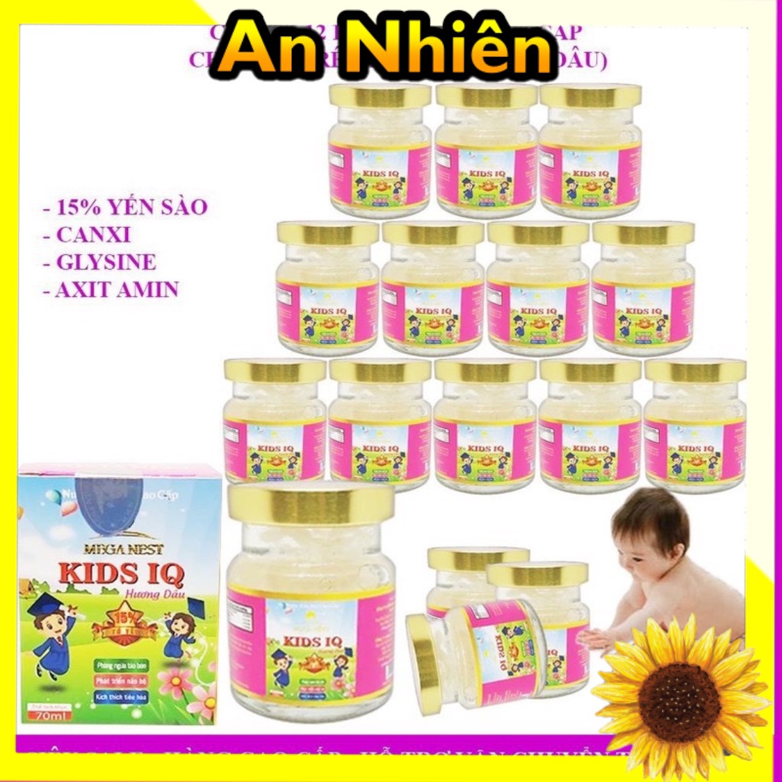 Yến sào cao cấp cho bé suy dinh dưỡng thấp còi combo 12 lọ 70ml