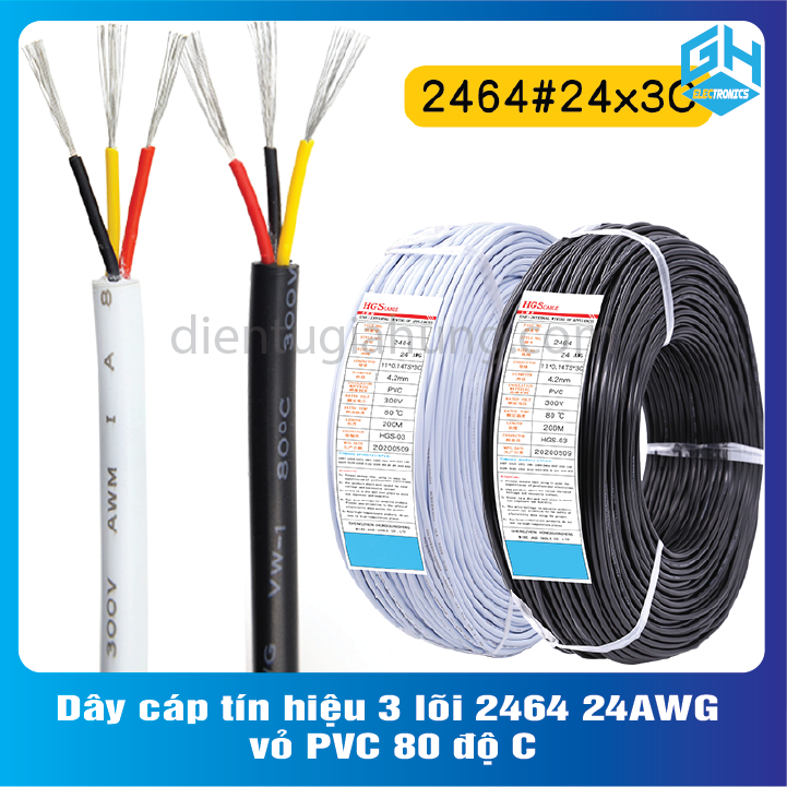 Dây điện cáp tín hiệu 3 lõi 2464 24AWG vỏ PVC 80 độ C