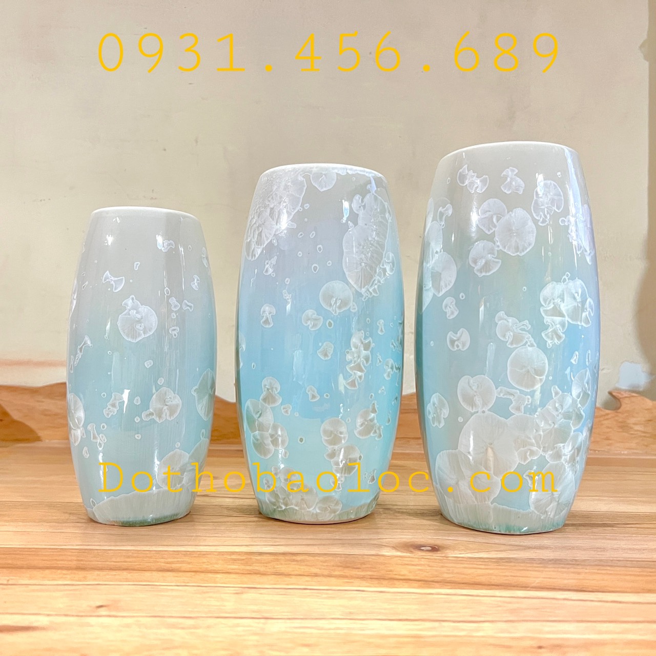 Bình bông bằng sứ kết tinh cao cấp sứ bát tràng cao 3 cỡ cao: 18.5cm, 21.5cm, 22.5cm