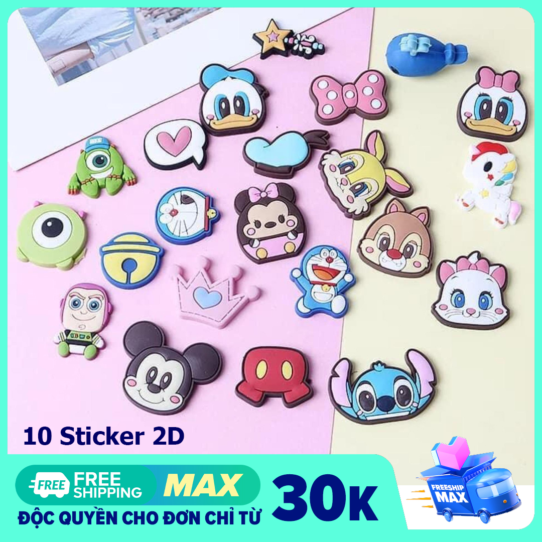 Combo 10 Jibbitz sticker icon 3D gắn dép sục Crocs nhiều kiểu hình