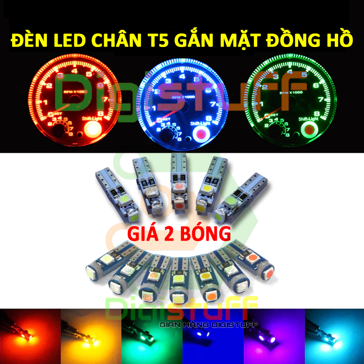 Đèn LED chân T5 gắn mặt đồng hồ xe máy xe hơi - Đèn LED gắn cốp xe cho xe hơi xe máy chân T5
