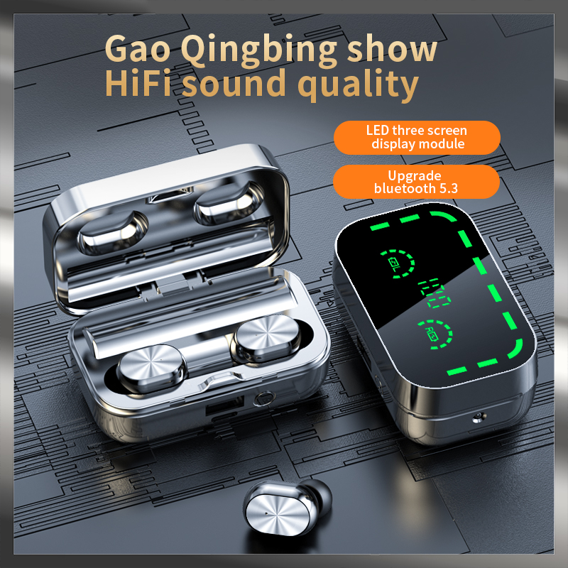YD05 new mirror black technology digital display 5.3 chip mini noise reduction wireless Bluetooth headset