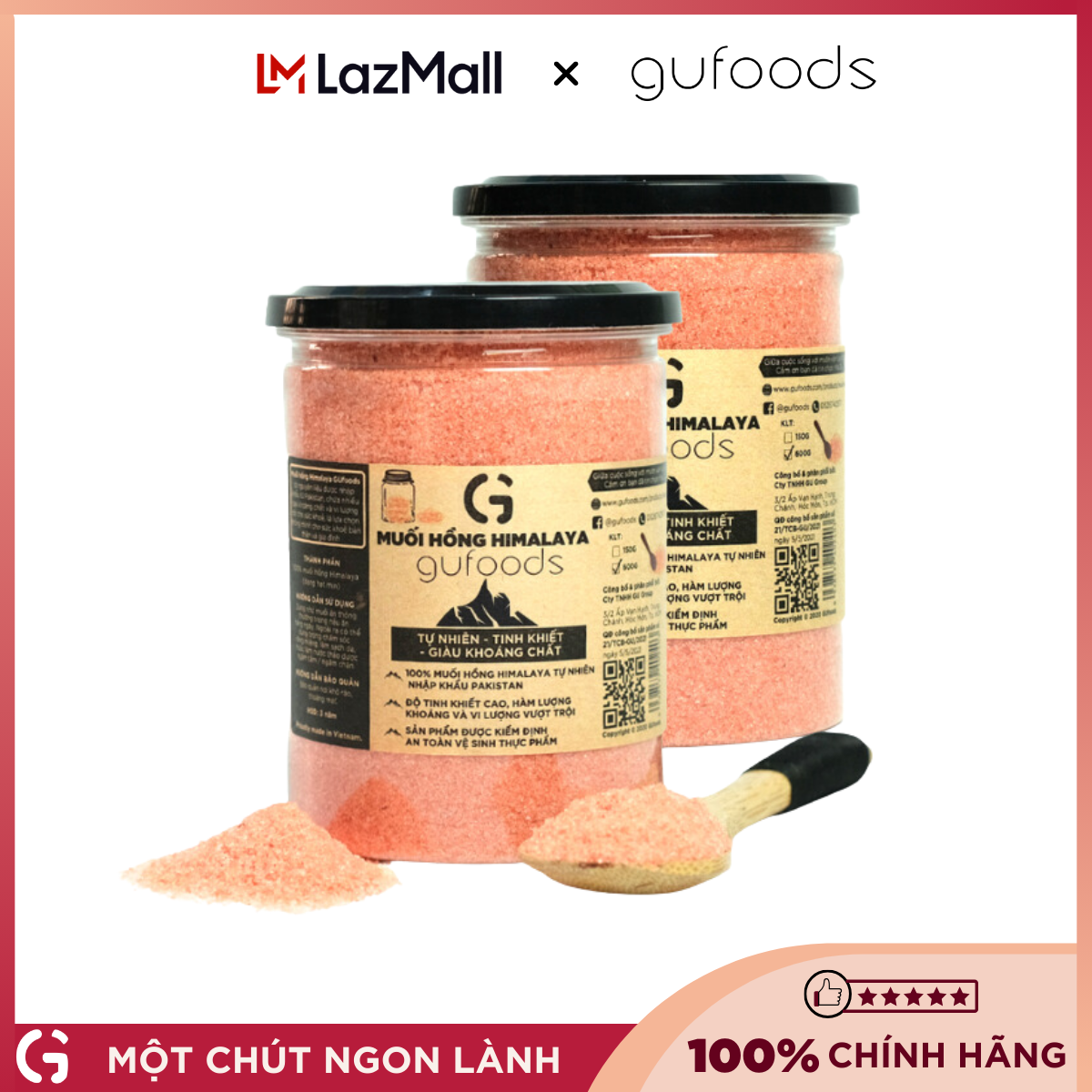 Combo 2 hũ Muối hồng Himalaya GUfoods - Tự nhiên, Tinh khiết, Giàu khoáng chất