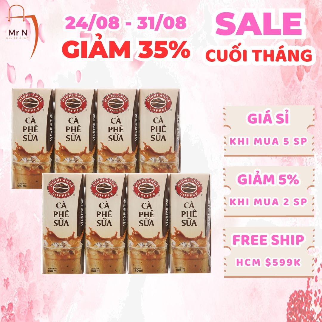 Combo 2 lốc 4 hộp Cà phê sữa Highlands Coffee 180ml / hộp