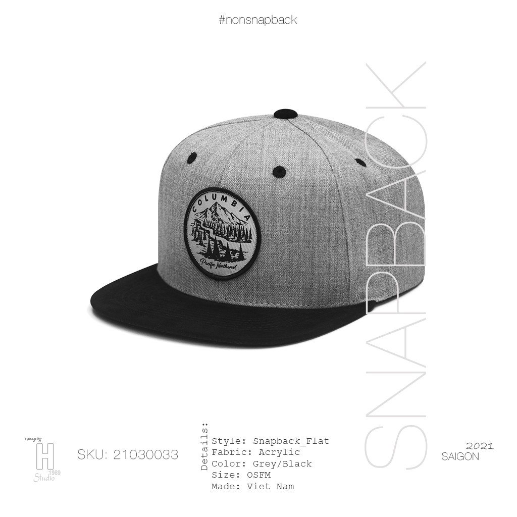 Nón Snapback Xám/Đen