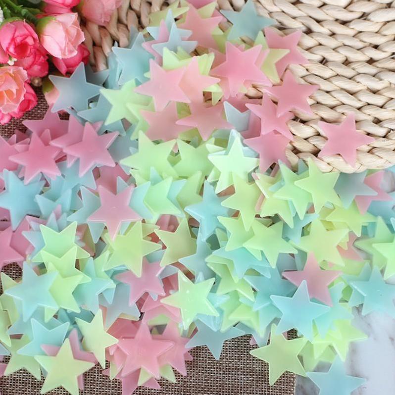 Gói 100 sao dạ quang dán tường- kèm miếng dán