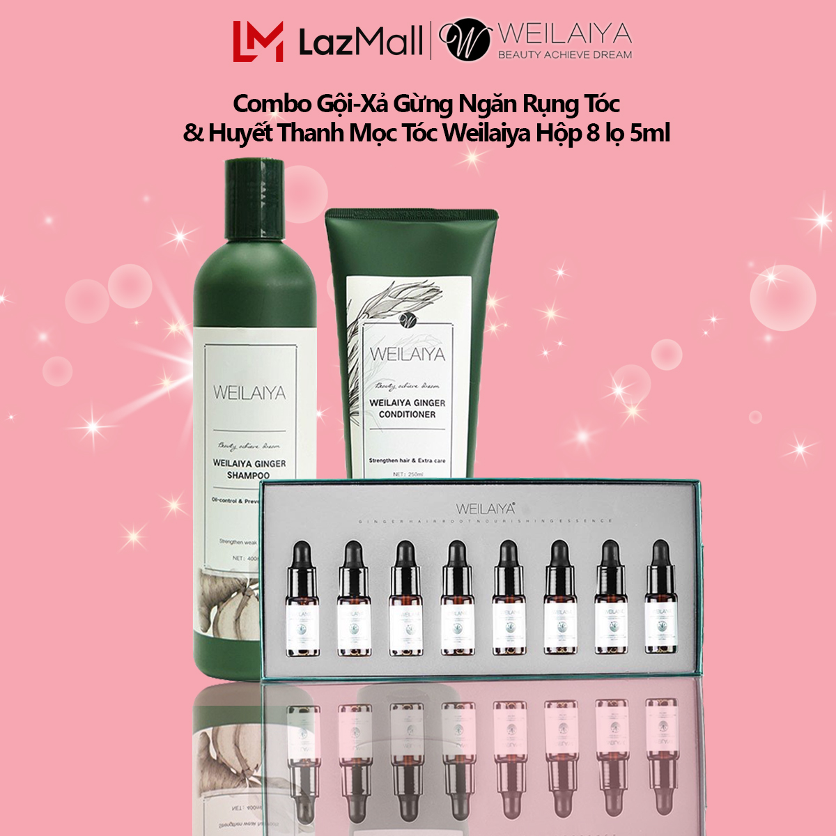 Combo dầu gội weilaiya & huyết thanh mọc tóc ngăn rụng tóc kích thích mọc tóc sau 3 tuần sử dụng