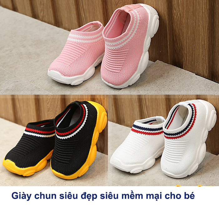 Giày chun bé trai bé gái siêu đẹp siêu đáng yêu size15-26 [Tặng tất chân]