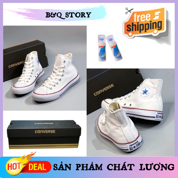 [ Full box + ẢNH THẬT ] Converse Chuck Taylor All Star * Cổ cao màu trắng, Giày CVS Nữ cổ cao