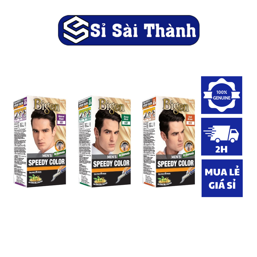 Thuốc nhuộm phủ bạc Bigen Men Speedy Color 80ml dành cho nam, nhuộm tóc bạc hoàn toàn, dạng kem