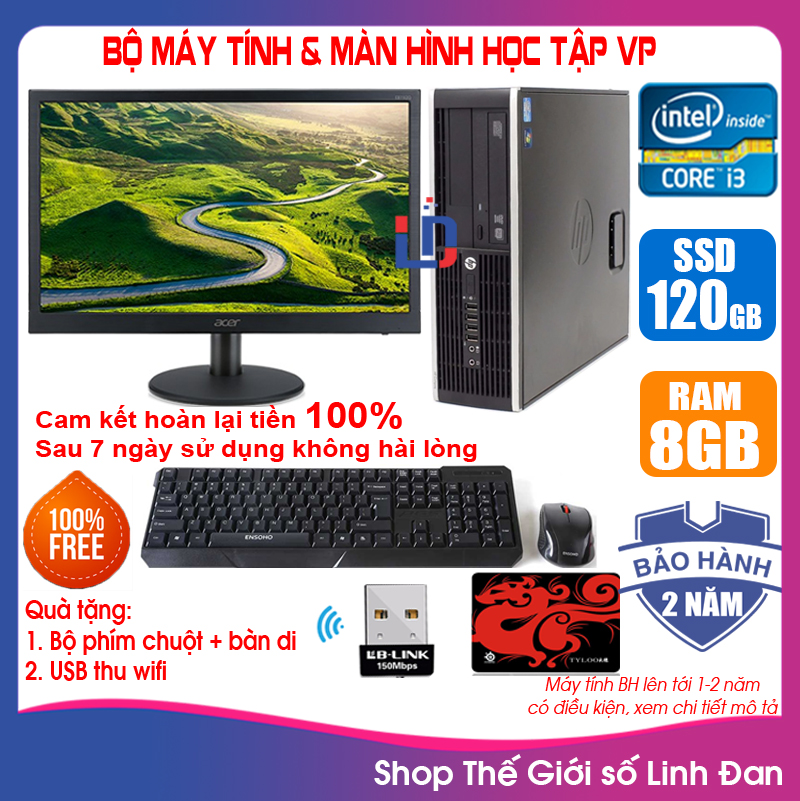 [Trả góp 0%]Bộ máy tính đồng bộ HP + Màn hình 18.5 inch CPU G2010 / i3 3220 / Ram 4-8GB / SSD 120-240GB [TẶNG: Bộ phím chuột + USB thu wifi + bàn di chuột] HPi33 - LLD