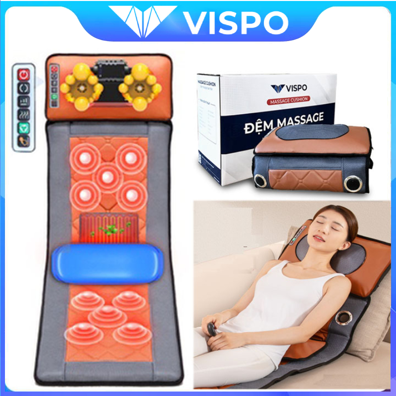 Nệm massage - Máy massage toàn thân, nhiệt hồng ngoại rung 10 điểm 2 đầu bi xoay giúp thư giãn lưu thông khí huyết giảm đau nhức, thiết kế gấp nhỏ gọn