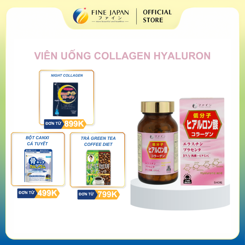 Viên uống Hyaluron Collagen & Elastin FINE JAPAN ngăn ngừa lão hoá lọ 540 viên