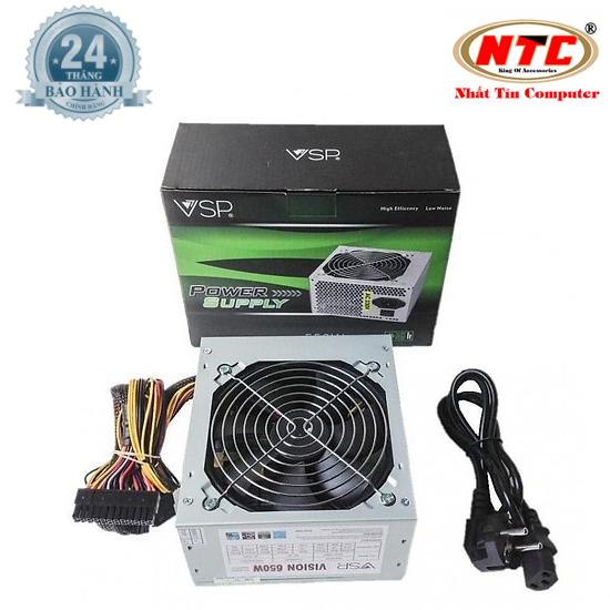 Nguồn dành cho máy tính bàn Vision 650W - Fan 12cm (bạc) + tặng kèm dây nguồn - Nhất Tín Computer