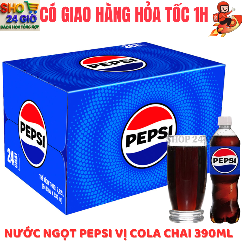 [ CHỈ GIAO CHO ĐƠN HỎA TỐC Ở HCM ] Nước Ngọt Pepsi Thùng 24  Chai 390 Ml